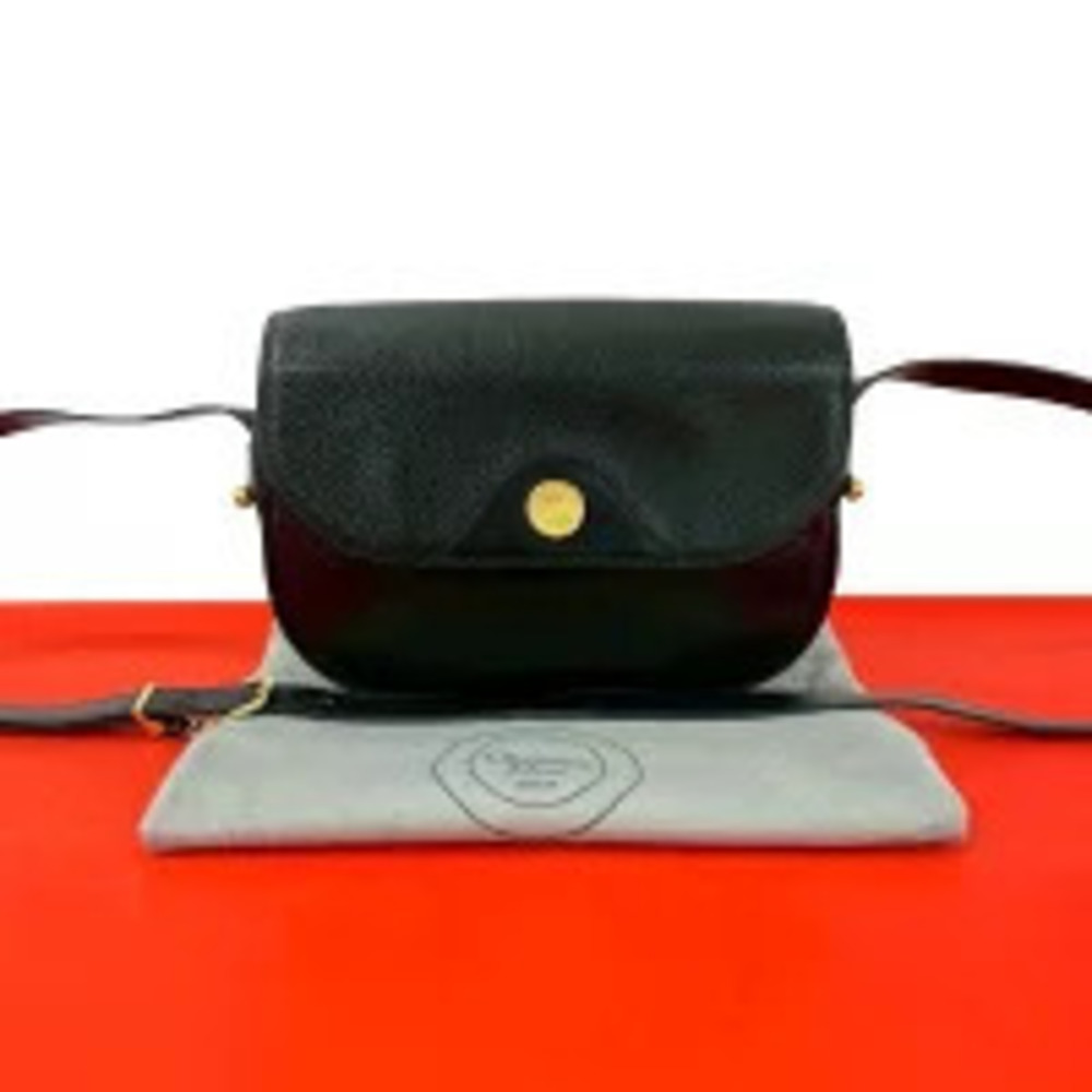 Christian Dior Leather Shoulder Bag Pouch Clutch Black